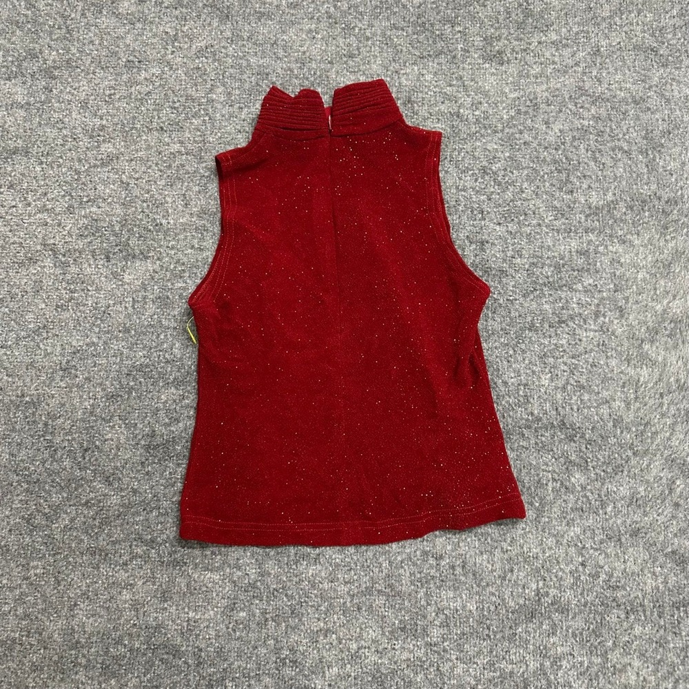 Jeffrey & Dara Tank Top Womens Size 8P Red Glitter Mock Neck Evening USA Made